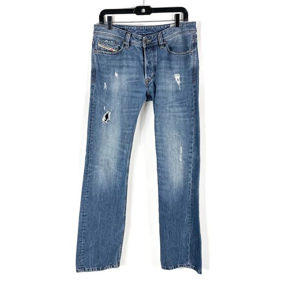 Diesel Viker Jeans Blue Distressed Button Fly Straight Leg Sz 30 x 32 Men's
